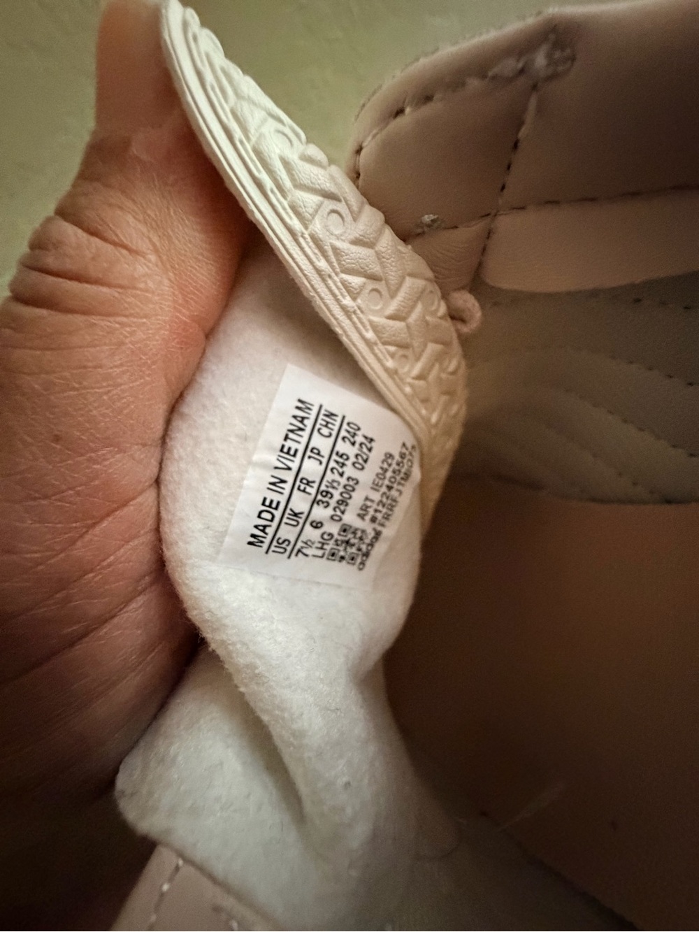 adidas Cream Suede Sneakers with Navy Stripes and Gum Sole - Picture 5 of 5